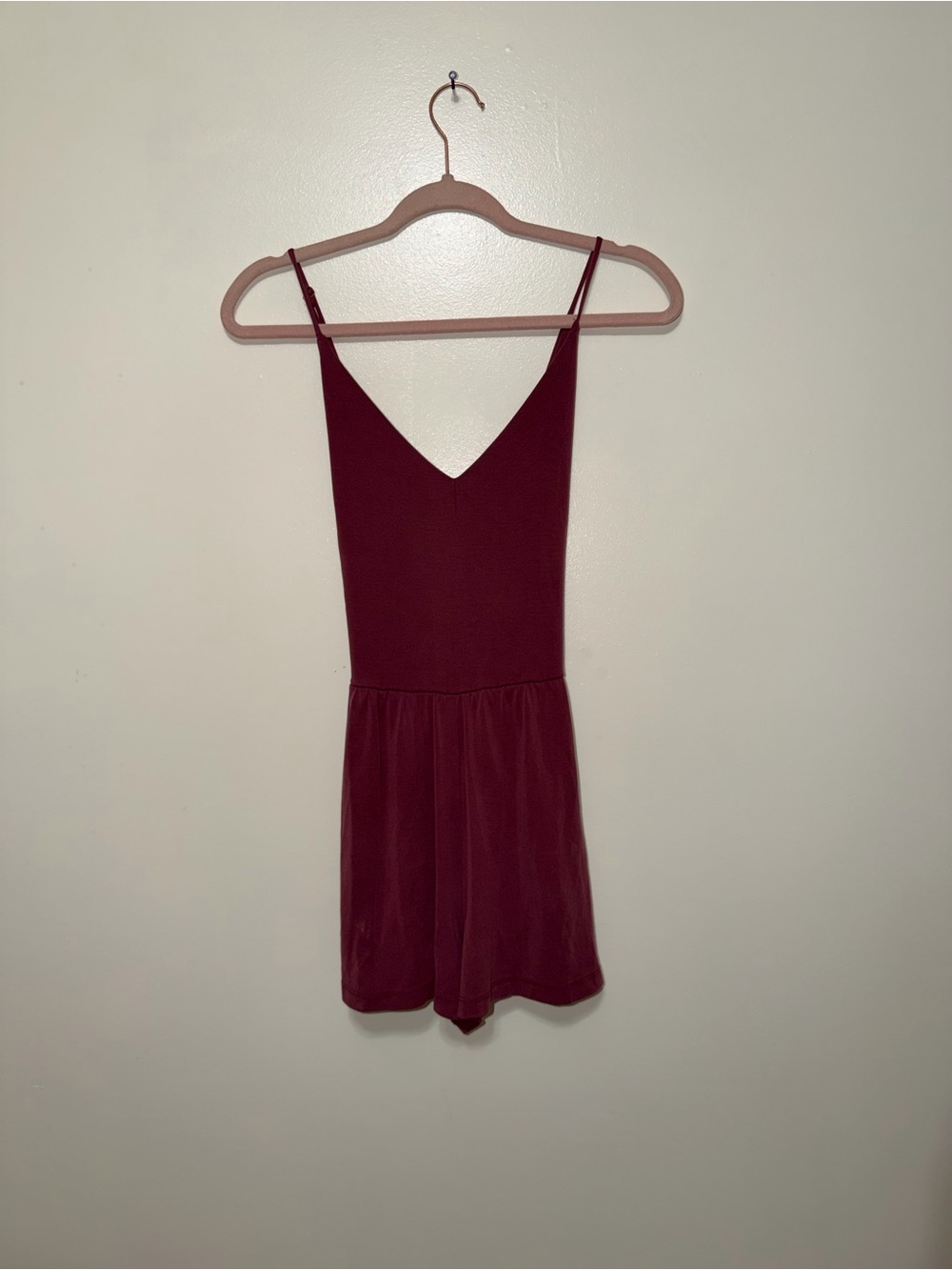 Forever 21 Burgundy V-Neck Spaghetti Strap Romper